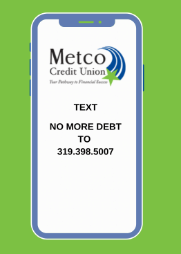 Text No More Debt to learn more about how debt consolidation works!